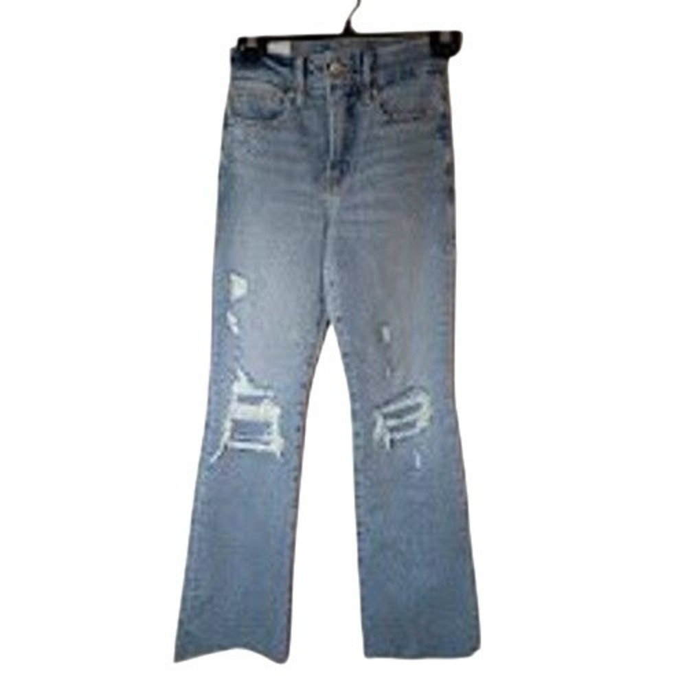 Good American Flare Jeans High Rise‎ Distressed  Light Wash Women's Size 24
